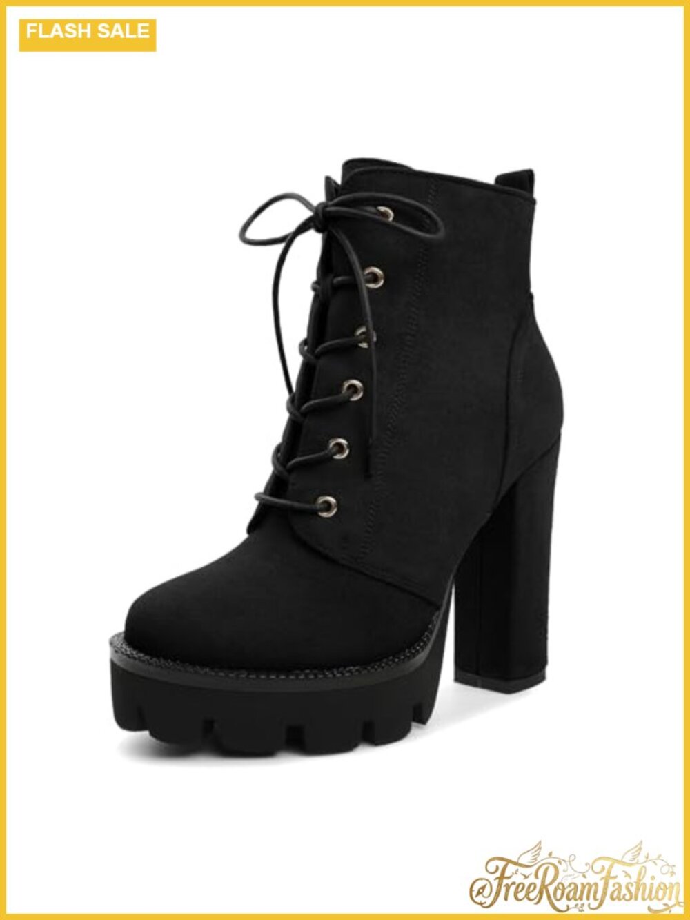 Women's Faux Suede Combat Ankle Boots Platform Block Heel Booties
